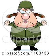 Mad Chubby Caucasian Army Woman