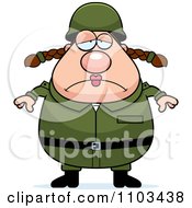 Poster, Art Print Of Depressed Chubby Caucasian Army Woman