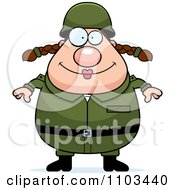 Poster, Art Print Of Happy Chubby Caucasian Army Woman