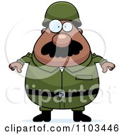 Clipart Chubby Black Army Man With A Mustache Royalty Free Vector Illustration