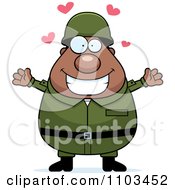 Clipart Loving Chubby Black Army Man Royalty Free Vector Illustration by Cory Thoman