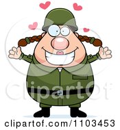 Clipart Loving Chubby Caucasian Army Woman Royalty Free Vector Illustration by Cory Thoman