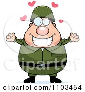 Clipart Loving Chubby Caucasian Army Man Royalty Free Vector Illustration