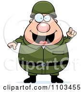 Poster, Art Print Of Chubby Caucasian Army Man With An Idea