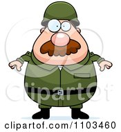 Chubby Caucasian Army Man With A Mustache