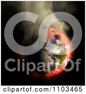 Clipart 3d Burning Irradiated Earth Smoking On Black 1 Royalty Free CGI Illustration