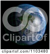 Poster, Art Print Of 3d Globe Featuring South America With A Grid And Clouds On Black