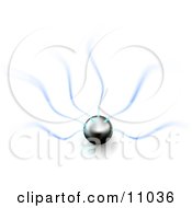 Black Sphere With Blue Electrical Arms Clipart Illustration