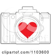 Red Heart Over An Outlined Camera