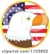 Bald Eagle Profile Over An American Flag Circle