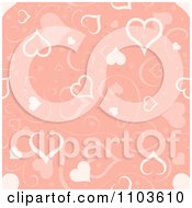 Poster, Art Print Of Pastel Pink Heart And Swirl Background Pattern