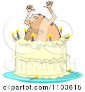 Poster, Art Print Of Hairy Man Popping Out Of A Birthday Cake