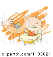 Poster, Art Print Of Baby Trying To Avoid Eating Greens In A High Chair