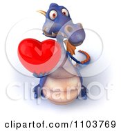 Clipart 3d Purple Dragon Holding Out A Heart 3 Royalty Free CGI Illustration