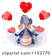 Clipart 3d Purple Dragon Juggling Hearts 3 Royalty Free CGI Illustration