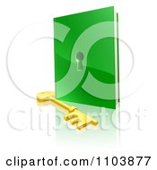 Poster, Art Print Of 3d Gold Skeleton Key And Green Book With A Hole