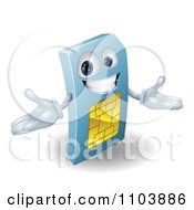 3d Happy Blue Sim Card Mascot