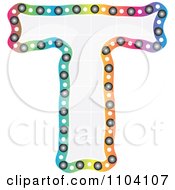 Colorful Capital Letter T With A Grid Pattern
