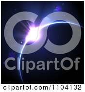 Poster, Art Print Of Purple And Blue Solar Eclipse With Stars And Light Flares