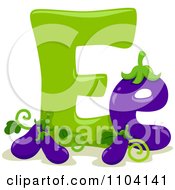 Poster, Art Print Of Capital And Lowercase Letter E With Eggplants