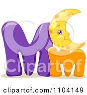 Poster, Art Print Of Capital And Lowercase Letter M With A Moon