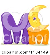 Clipart Capital And Lowercase Letter M With A Moon Royalty Free Vector Illustration