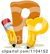 Clipart Capital And Lowercase Letter P With Pencils Royalty Free Vector Illustration