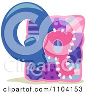 Clipart Capital And Lowercase Letter Q With A Quilt Royalty Free Vector Illustration