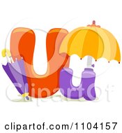 Poster, Art Print Of Capital And Lowercase Letter U With Umbrellas