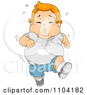 Clipart Overweight Sweaty Boy Running Royalty Free Vector Illustration by BNP Design Studio