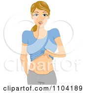 Clipart Woman Lifting Her Shirt And Showing Her Belly Fat Royalty Free Vector Illustration