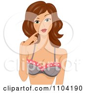 Poster, Art Print Of Beautiful Brunette Woman In A Floral Bra