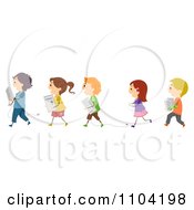 Poster, Art Print Of Happy Children Carrying Pieces Of A Computer