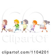 Poster, Art Print Of Happy Children Taking Their Pets To Show And Tell