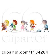 Poster, Art Print Of Happy Diverse Children With Their Toys