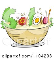 Poster, Art Print Of Ingredients Forming The Word Salad Over A Bowl