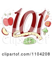 Poster, Art Print Of Weight Loss 101 Icon With Healthy Foods A Scale And A Measuring Tale