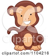 Clipart Happy Sitting Monkey Royalty Free Vector Illustration
