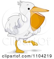 Clipart Happy White Pelican Walking Royalty Free Vector Illustration by BNP Design Studio
