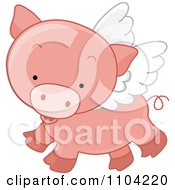 Poster, Art Print Of Cute Winged Pig Flying