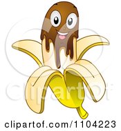Clipart Happy Chocolate Dipped Banana Royalty Free Vector Illustration by BNP Design Studio