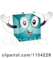 Poster, Art Print Of Happy Blue Cube Mascot Holding His Arms Up