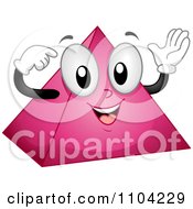Clipart Happy Pink Pyramid Mascot Pointing To Itself Royalty Free Vector Illustration
