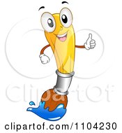 Poster, Art Print Of Happy Paintbrush Mascot Holding A Thumb Up And Dipped In Blue Paint