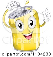 Clipart Happy Yellow Soda Can Popping Its Top Royalty Free Vector Illustration