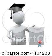 Clipart 3d White Graduate Presenting A Diploma Royalty Free CGI Illustration
