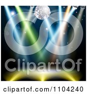 Poster, Art Print Of Silver Disco Ball Over A Dance Floor With Colorful Lights