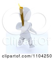 Poster, Art Print Of 3d White Character Running With The Olympic Torch