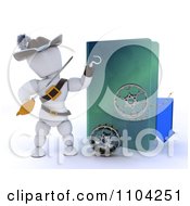 Poster, Art Print Of 3d Illegal Movie Download White Character Pirate With A Folder And Film Reels
