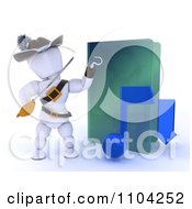 Poster, Art Print Of 3d Illegal Music Download White Character Pirate With A Folder